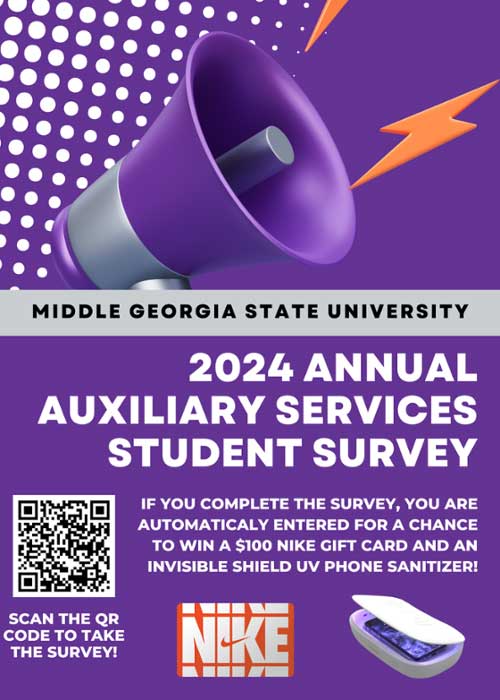 2024 Annual Auxiliary Services Student Survey flyer.